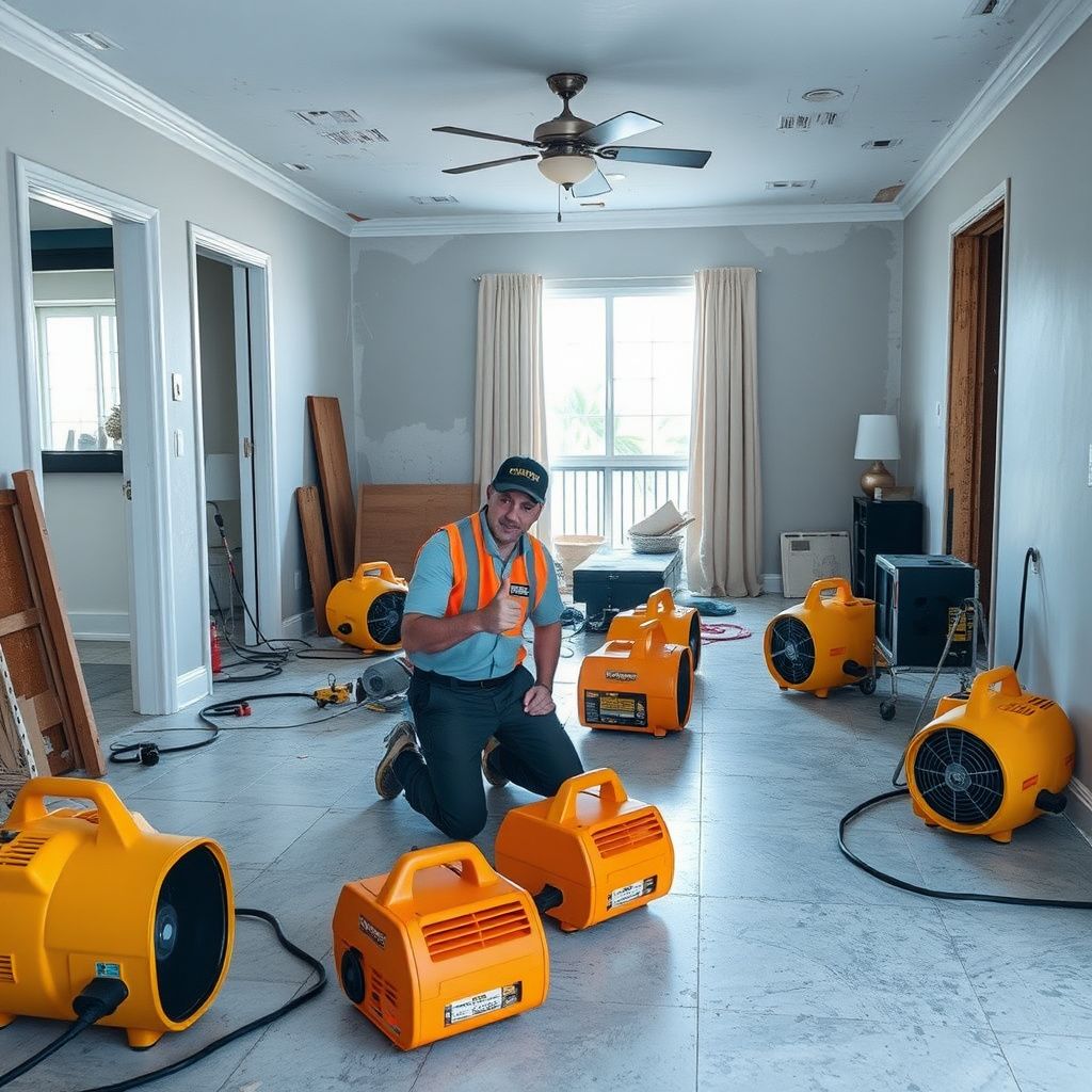 A technician using a moisture meter to check for slab foundation moisture in a North Miami home.