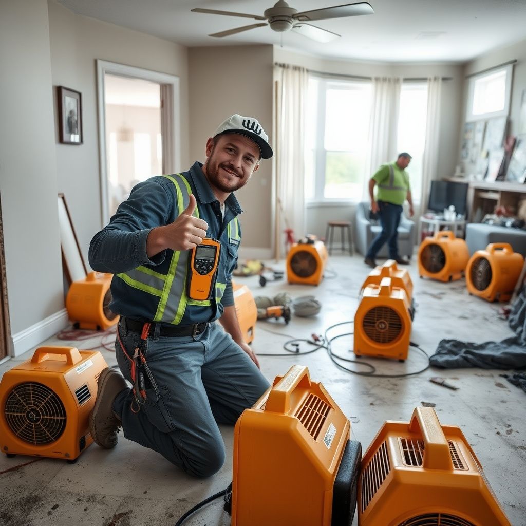 A technician using a moisture meter to check for hidden water intrusion behind a drywall panel in a Sweetwater townhome.